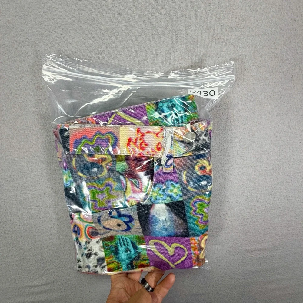 The Ragged Priest Patchwork Print Jeans Womens 14 Multicolor Excellent Y2K Retro - Picture 9 of 9